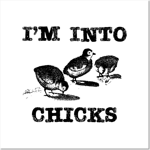 I'm Into Chicks Homestead and Backyard Chicken Pun Wall Art by Huhnerdieb Apparel